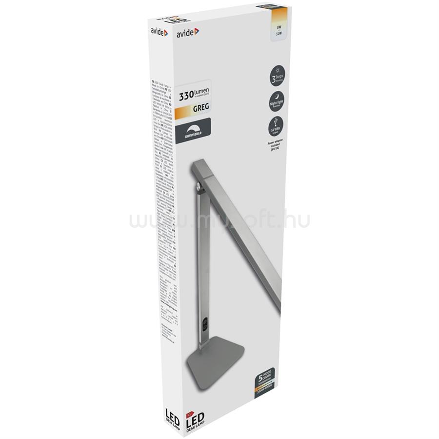 AVIDE Asztali LED lámpa, összecsukható, 8W, 5000K, AVIDE, szürke