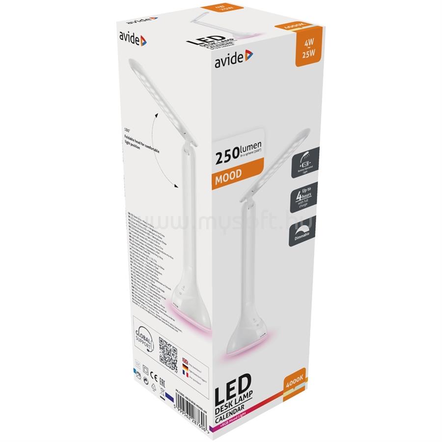 AVIDE Asztali LED lámpa, RGB hangulatvilágítás, 4W, 4000K, AVIDE, fehér