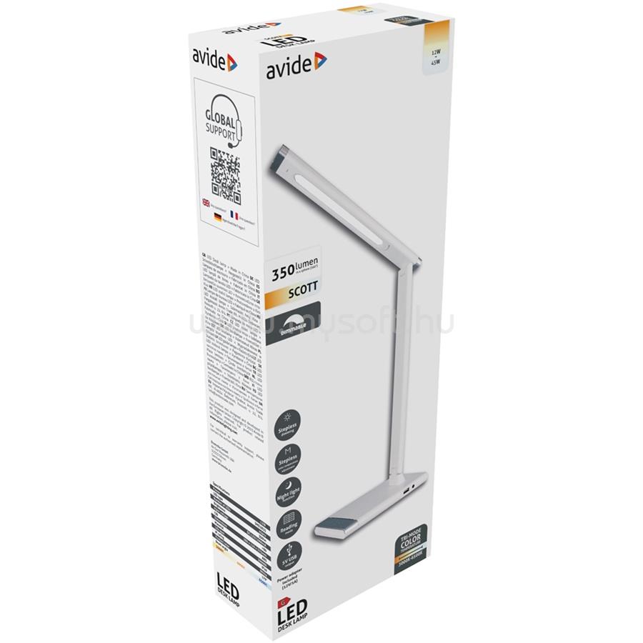 AVIDE Asztali LED lámpa, Scott, 12W, 5000K, AVIDE, fehér