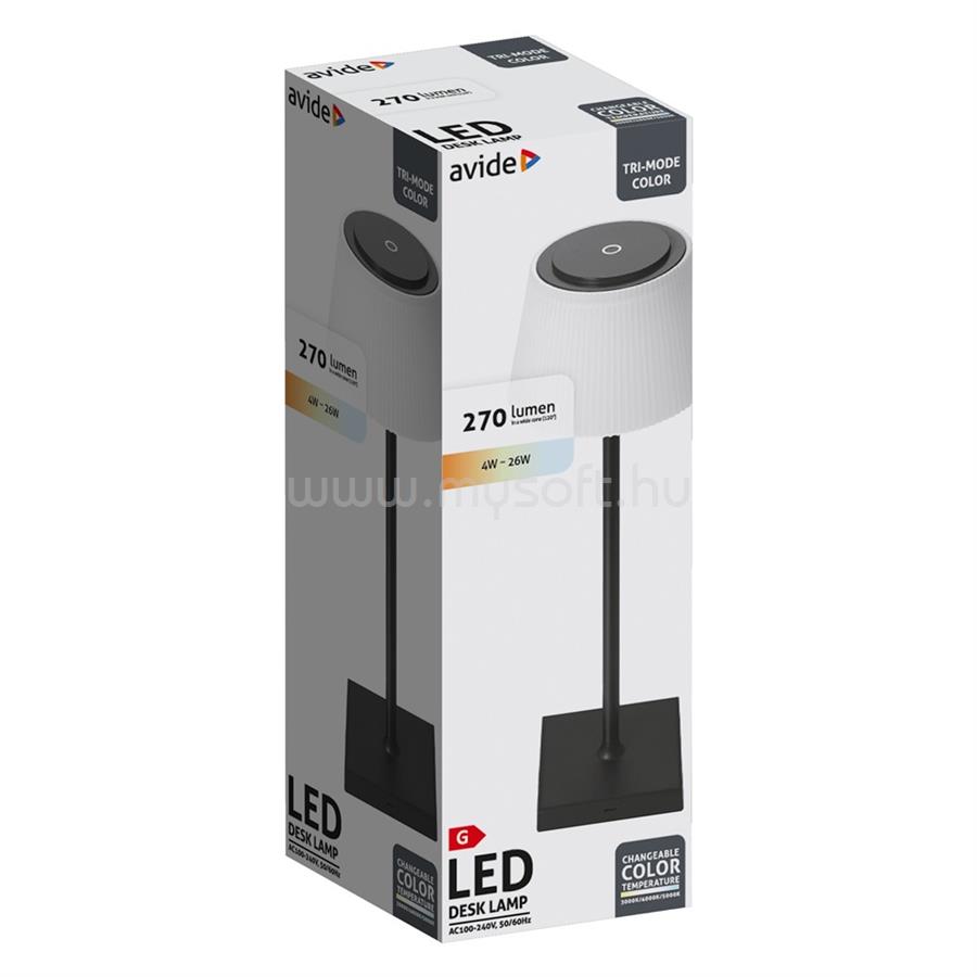 AVIDE Asztali LED lámpa, USB, 4W, 4000K, AVIDE, fekete