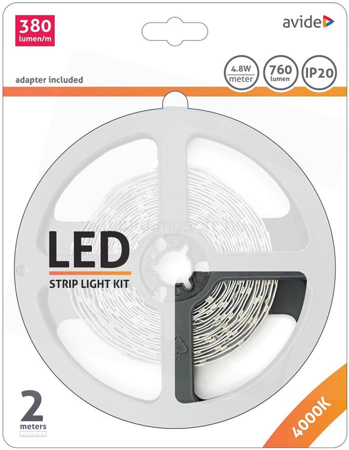 AVIDE LED SZALAG BLISZTER 12V 4.8W SMD2835 60LED/M 4000K IP20 2m