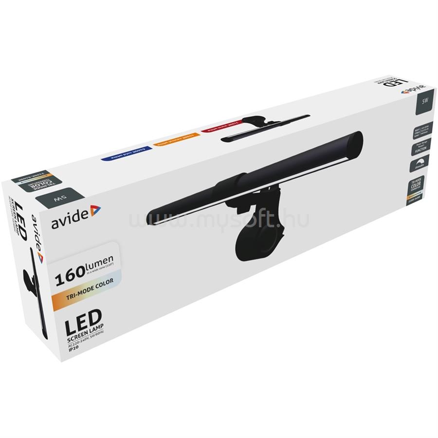 AVIDE Monitor lámpa, LED, USB, 5W, AVIDE (fekete)