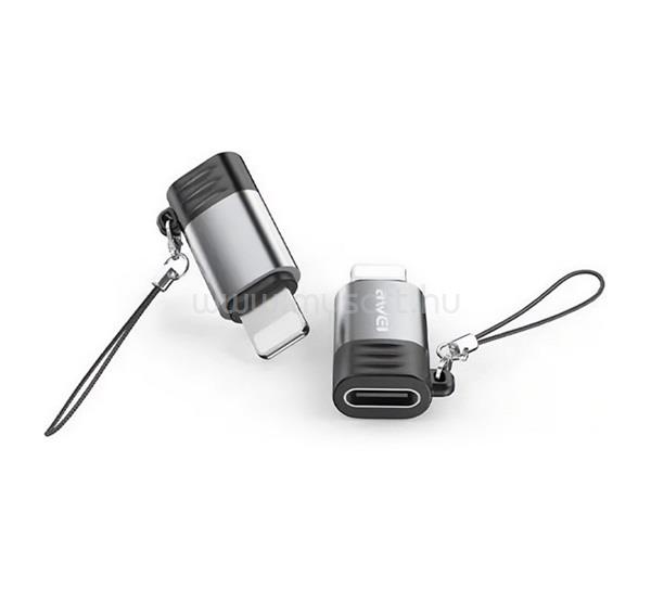 AWEI iPhone 14 Plus / 14 Pro Max / 14 Pro AWEI A11 adapter Type-C aljzat - lightning, OTG, VILÁGOSSZÜRKE