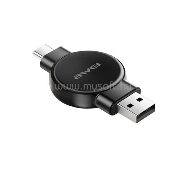 AWEI asztali töltő USB+Type-C 2.5W, Samsung Watch töltő/Apple Watch töltő, FEKETE