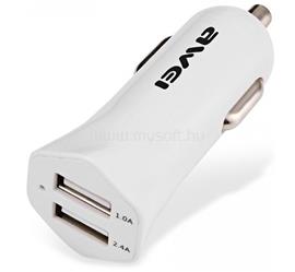 AWEI autós töltő 2 USB aljzat 12W, gyorstöltő, FEHÉR AWEI_C-300_W small