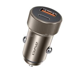 AWEI AWEI C-857 autós töltő USB+Type-C aljzat 33W, PD gyorstöltő, BARNA AWEI_C-857 small