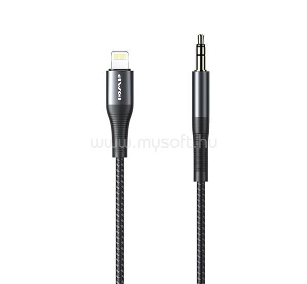 AWEI iPhone 14 Plus / 14 Pro Max / 14 Pro CL-116L audió kábel 3.5mm jack - lightning, 100cm, FEKETE