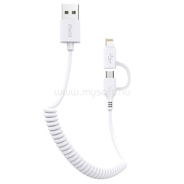 AWEI CL-53 1m/2 az 1-ben USB - micro USB/fehér Lightning kábel