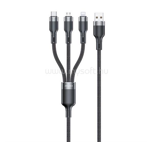 AWEI CL-975 adatkábel 3in1 USB - Type-C/lightning/microUSB, 120cm, FEKETE