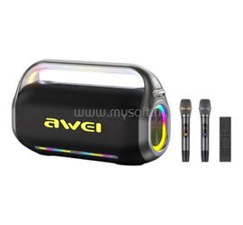 AWEI KT20 bluetooth hordozható hangszóró (v5.3, 400W, LED fény + karaoke szett) FEKETE AWEI_KT20 small