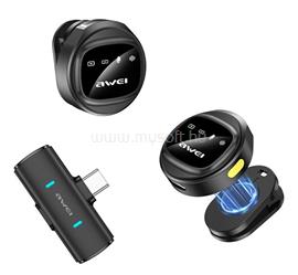 AWEI MK3 DUO bluetooth mikrofon 2db (Type-C, LAVALIER csíptethető, zajszűrő) FEKETE AWEI_MK3_DUO small