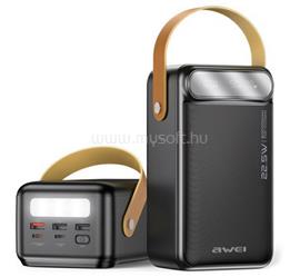 AWEI AWEI P101K vésztöltő 3 USB+2 Type-C aljzat 60000mAh, LED lámpa, FEKETE AWEI_P101K small