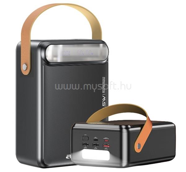 AWEI AWEI P102K vésztöltő 3 USB+2 Type-C aljzat 80000mAh, LED lámpa, FEKETE