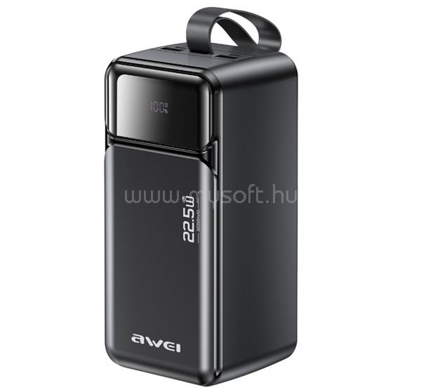 AWEI AWEI PA-106 vésztöltő 3 Type-C aljzat 50000mAh, LED kijelző, FEKETE
