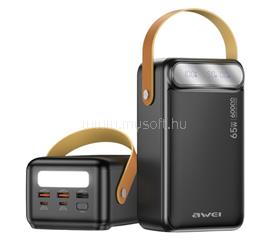 AWEI AWEI PA-82 vésztöltő 3 USB+2 Type-C aljzat 60000mAh, LED lámpa, FEKETE AWEI_PA-82 small