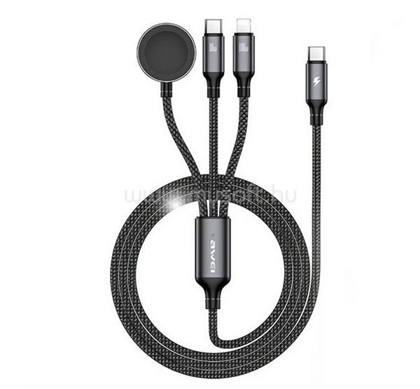 AWEI AWEI töltőkábel 3in1 Type-C - Type-C/lightning, 120cm, FEKETE