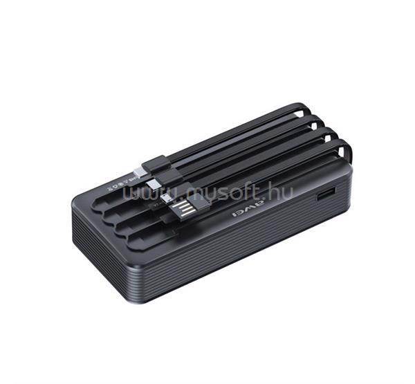 AWEI AWEI vésztöltő Type-C aljzat 20000mAh, LED + beépített 2 Type-C/microUSB/lightning, FEKETE