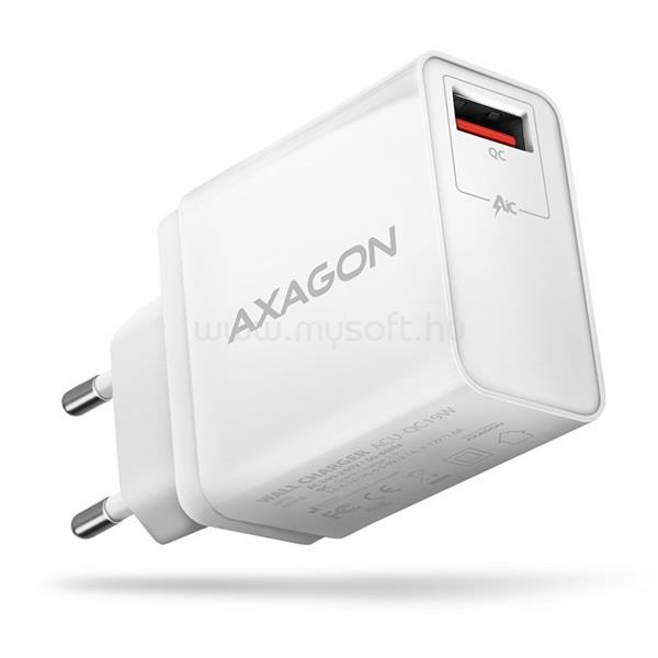 AXAGON ACU-QC19W 1xUSB QC 3.0 19W fehér hálózati gyorstöltő adapter