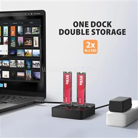 AXAGON ADSA-M2C22L USB-C 20Gbps docking station for 2× M.2 NVMe SSD with disk cloning function without PC ADSA-M2C22L small