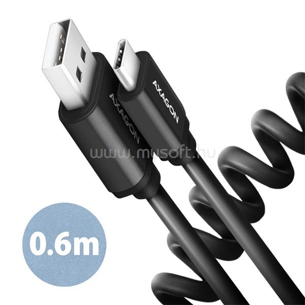 AXAGON BUCM-AM10TB Twister USB-C 2.0 - USB-A 0,6 m fekete csavart kábel