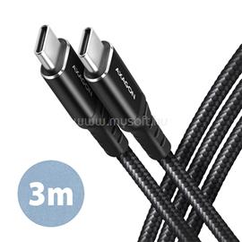 AXAGON BUCM2-CM30AB 3m USB C adat- és töltőkábel (fekete) BUCM2-CM30AB small