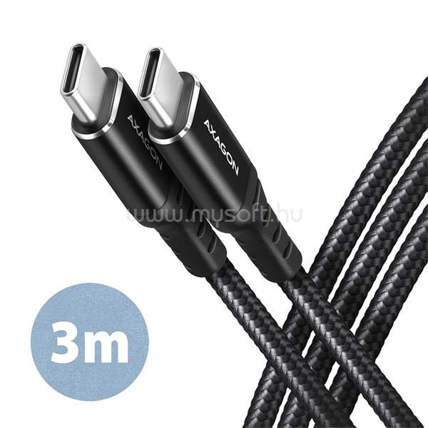 AXAGON BUCM2-CM30AB 3m USB C adat- és töltőkábel (fekete)