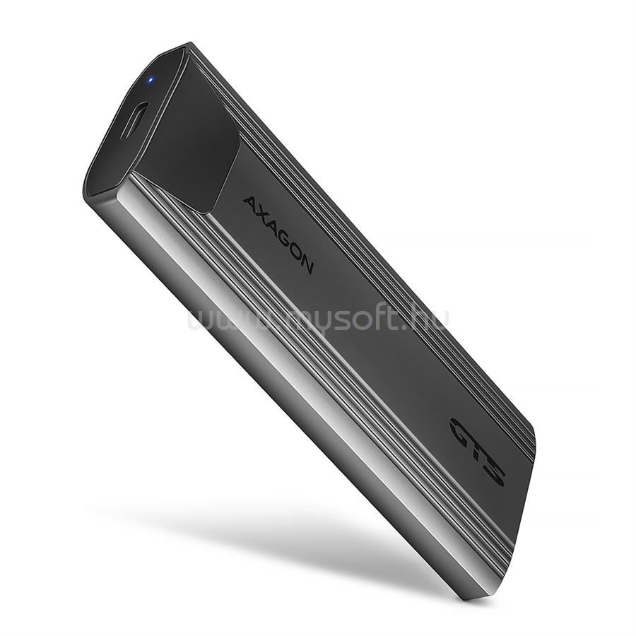 AXAGON EEM2-GTS2 USB-C 3.2 Gen 2 M.2 NVMe/SATA szürke csavar nélküli külső SSD ház