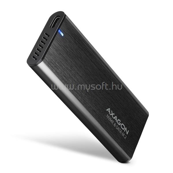 AXAGON EEM2-SB2 USB-C 3.2 Gen 2 - M.2 NVMe/SATA fekete csavar nélküli külső SSD ház