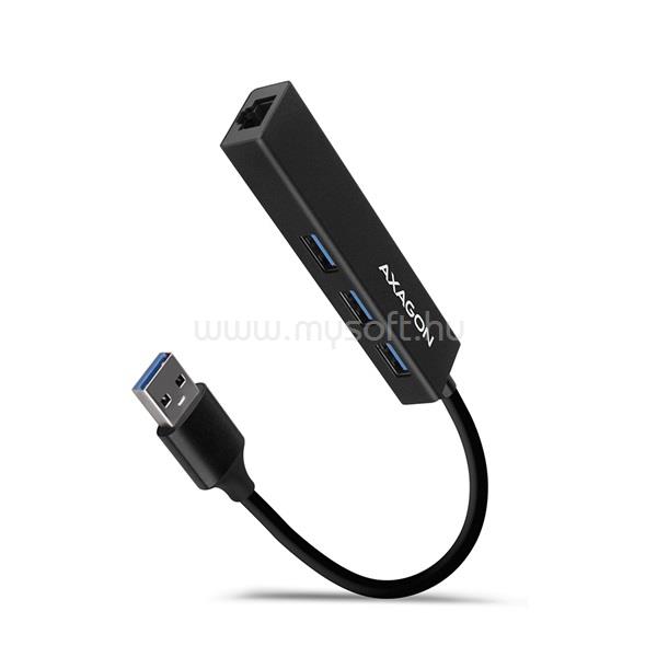 AXAGON HMA-GL3A 3 portos USB3.2. Gen 2 fekete HUB Gigabit LAN porttal