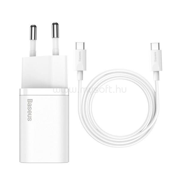 BASEUS TZCCSUP-L02 25W EU + Type-C kábel kompakt gyorstöltő (fehér)