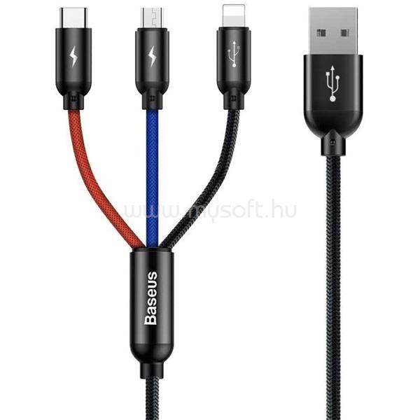 BASEUS töltőkábel 3in1 USB - Type-C/lightning/microUSB, 120cm, FEKETE CAMLT-BSY01 large