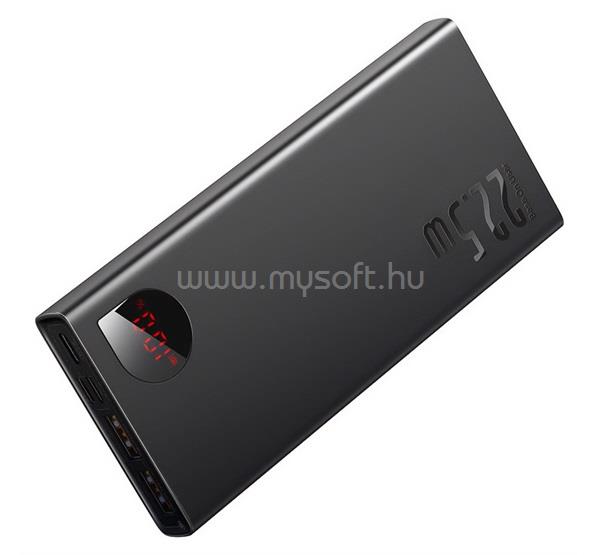 BASEUS ADAMAN METAL vésztöltő 2 USB+Type-C aljzat 10000mAh, LED, FEKETE