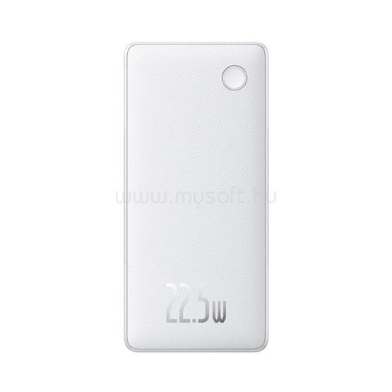 BASEUS AIRPOW LITE vésztöltő USB+Type-C aljzat 10000mAh, LED jelzés + fix Type-C kábel, FEHÉR