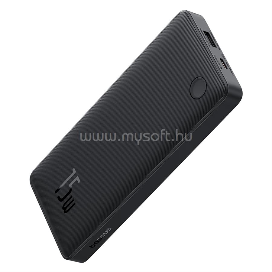 BASEUS Airpow Lite powerbank 10000 mAh, 15W, + USB Type-C, 30cm kábel (fekete)