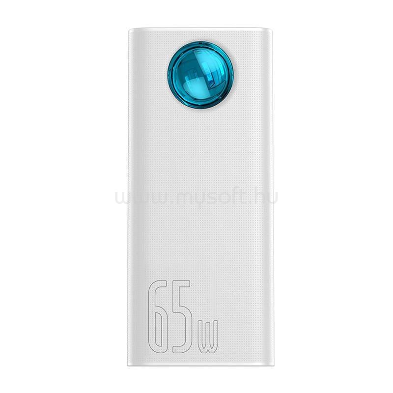 BASEUS AMBLIGHT vésztöltő 4 USB+Type-C+microUSB aljzat 30000mAh, LED kijelző, FEHÉR