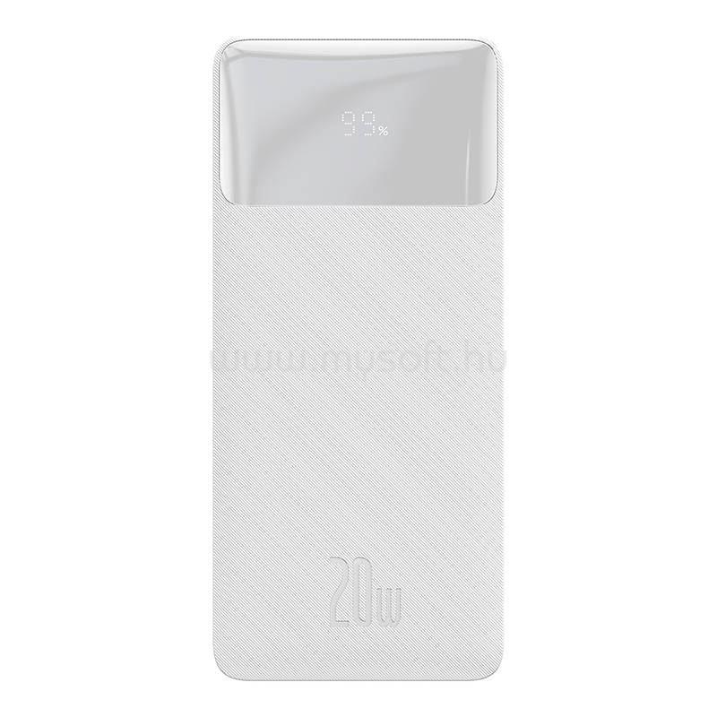 BASEUS BASEUS BIPOW PRO OE vésztöltő 2 USB+Type-C aljzat 10000mAh, PD gyorstöltő + 25cm microUSB kábel, FEHÉR