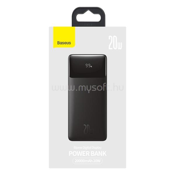 BASEUS Bipow PPBD050401 30.000mAh, 20W, fekete (Micro-USB kábel, 25cm) kijelzős powerbank