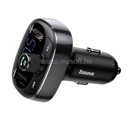 BASEUS bluetooth FM transmitter autós töltő 2 USB aljzat 36W, microSD kártyaolvasó, FEKETE CCMT000301 small