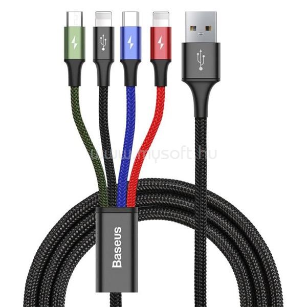BASEUS BASEUS töltőkábel 4in1 USB - 2 lightning/microUSB/Type-C, 120cm, FEKETE
