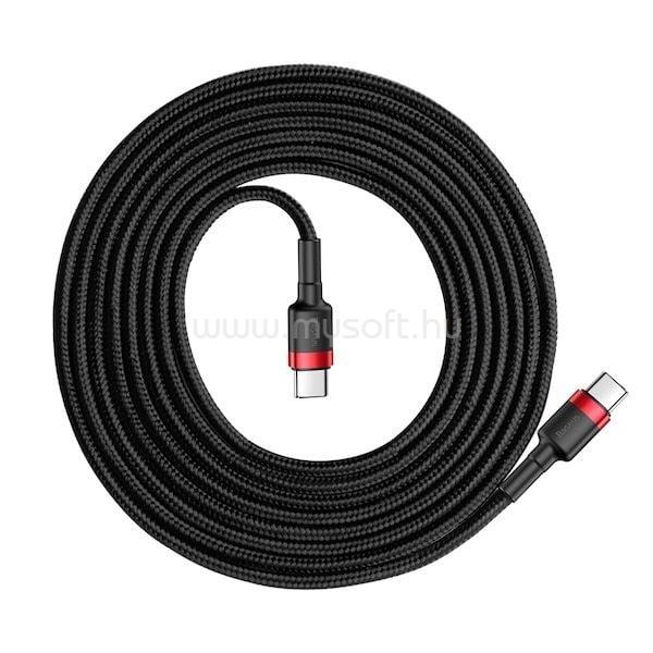 BASEUS Cafule Type-C/Type-C PD2.0 60W 20V 3A QC3.0 2m töltő és adatkábel (fekete-piros)