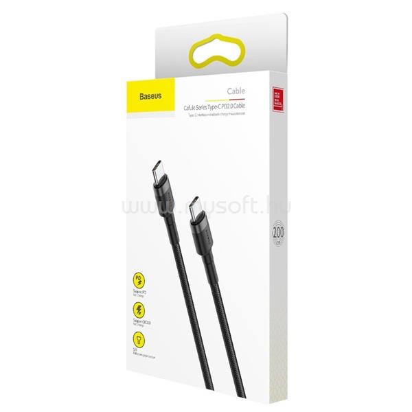 BASEUS CAFULE adatkábel Type-C - Type-C, 200cm, FEKETE