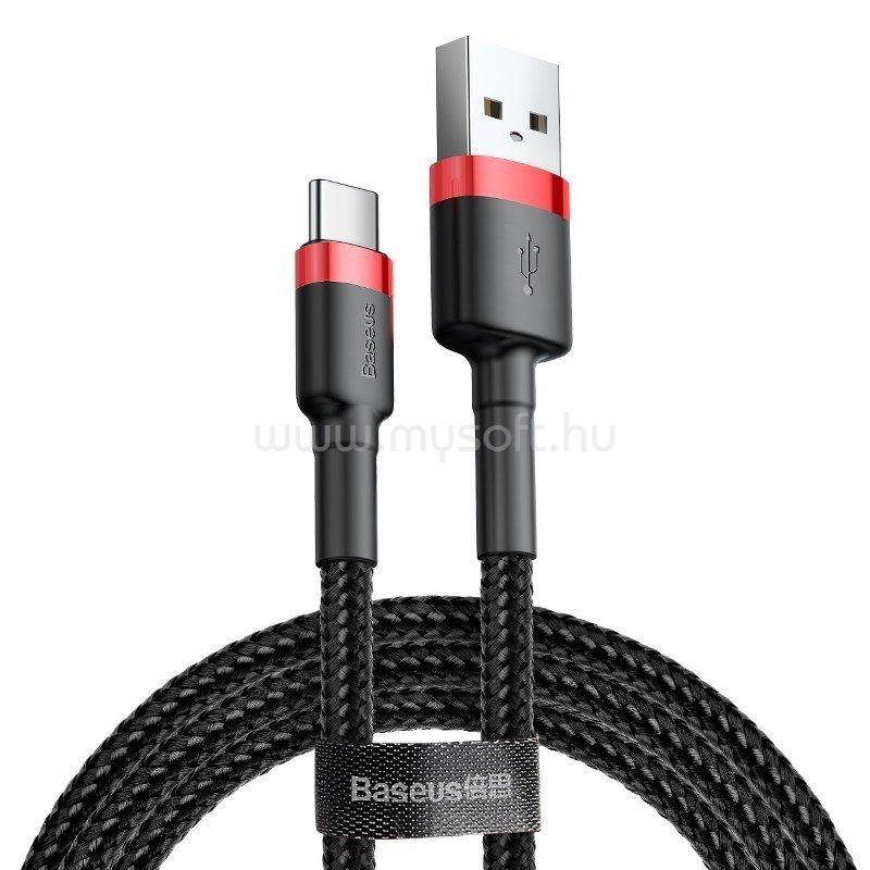Baseus Cafule USB Type-A – USB Type-C, 18W gyorstöltő adatkábel, 1m, fekete/piros