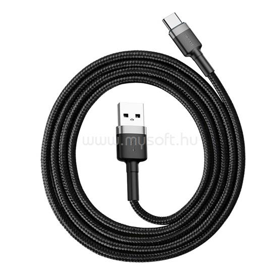 Baseus Cafule USB Type-A – USB Type-C, 18W gyorstöltő adatkábel, 1m, fekete/szürke