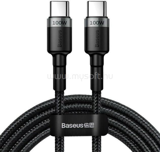 BASEUS Cafule USB-C - USB-C kábel QC 3.0 2m szürke-fekete CATKLF-ALG1
