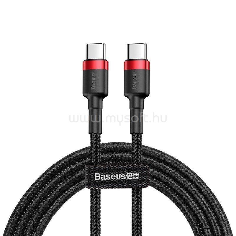 BASEUS Cafule USB-C  USB-C PD 2.0 QC 3.0 kábel 1m (fekete-piros)