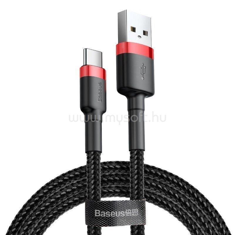 BASEUS CAFULE adatkábel USB - Type-C, 300cm, PIROS/FEKETE