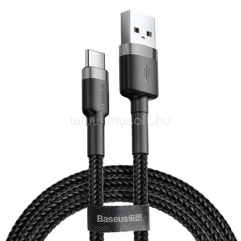 BASEUS Cafule USB-USB-C töltőkábel  3A, 0.5m, (szürke-fekete)