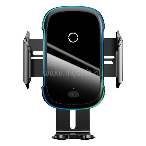 BASEUS Car Mount 4,7-6,5" vezeték nélküli műszerfalra és szellőzőrácsba rögzíthető autós Qi töltő és telefontartó (fekete)
