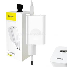 BASEUS hálózati töltő USB aljzat 24W, PD gyorstöltő 3.0, FEHÉR CCALL-BX02 small