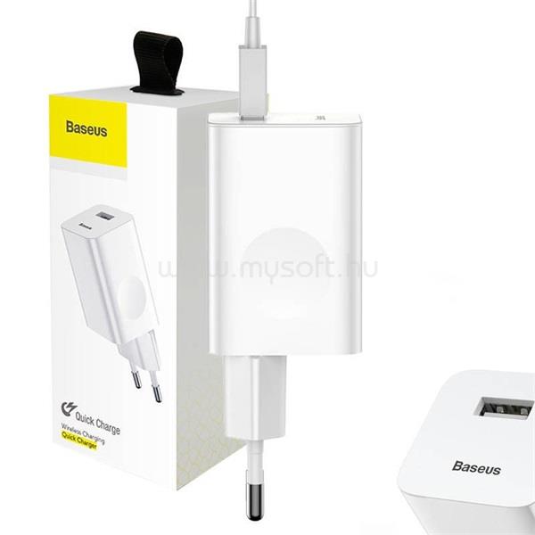 BASEUS hálózati töltő USB aljzat 24W, PD gyorstöltő 3.0, FEHÉR